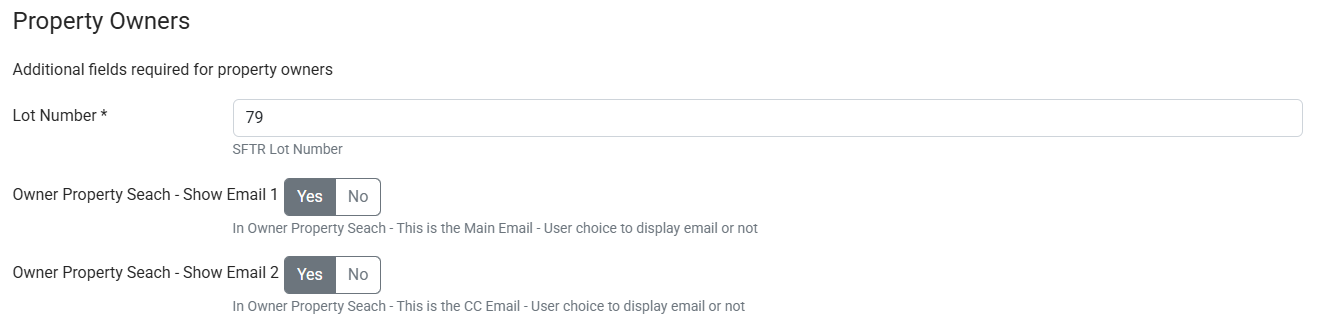 Property Owner Section